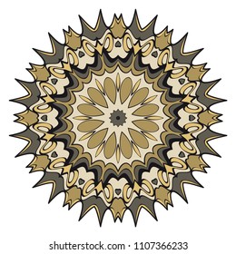 Floral Geometric Pattern with hand-drawing Mandala. Vector super illustration. For fabric, textile, bandana, scarg, print