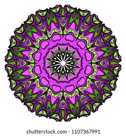 Floral Geometric Pattern with hand-drawing Mandala. Vector super illustration. For fabric, textile, bandana, scarg, print