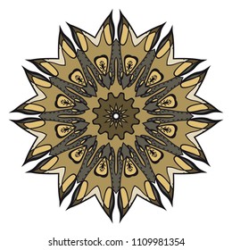 Floral Geometric Pattern with hand-drawing Mandala. Vector super illustration. For fabric, textile, bandana, scarg, print