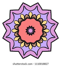 Floral Geometric Pattern with hand-drawing Mandala. Vector super illustration. For fabric, textile, bandana, scarg, print