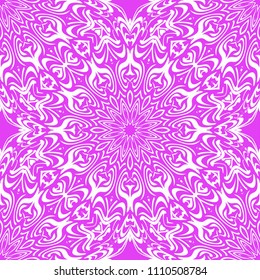 Floral Geometric Pattern with hand-drawing Mandala. Vector super illustration. For fabric, textile, bandana, scarg, transcendental print.