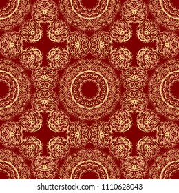 Floral Geometric Pattern with hand-drawing Mandala. Vector illustration. For fabric, textile, bandana, scarg, religion print