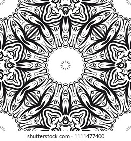 Floral Geometric Pattern with hand-drawing Mandala. Vector super illustration. For fabric, textile, bandana, scarg, colored print