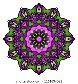 Floral Geometric Pattern with hand-drawing Mandala. Vector super illustration. For fabric, textile, bandana, scarg, print