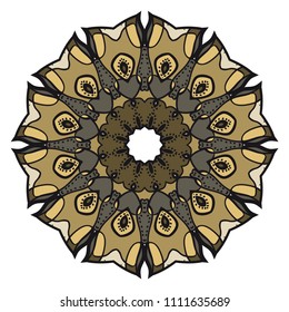 Floral Geometric Pattern with hand-drawing Mandala. Vector super illustration. For fabric, textile, bandana, scarg, print