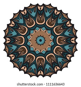Floral Geometric Pattern with hand-drawing Mandala. Vector super illustration. For fabric, textile, bandana, scarg, print
