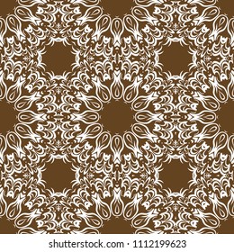 Floral Geometric Pattern with hand-drawing Mandala. Vector illustration. For fabric, textile, bandana, scarg, religion print