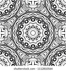 Floral Geometric Pattern with hand-drawing Mandala. Vector super illustration. For fabric, textile, bandana, scarg, colored print