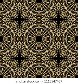 Floral Geometric Pattern with hand-drawing Mandala. Vector illustration. For fabric, textile, bandana, scarg, religion print