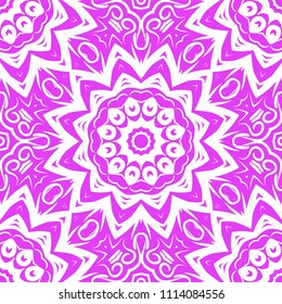 Floral Geometric Pattern with hand-drawing Mandala. Vector super illustration. For fabric, textile, bandana, scarg, ornament print