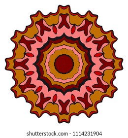 Floral Geometric Pattern with hand-drawing Mandala. Vector super illustration. For fabric, textile, bandana, scarg, print