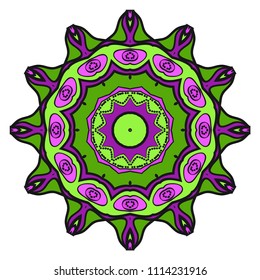 Floral Geometric Pattern with hand-drawing Mandala. Vector super illustration. For fabric, textile, bandana, scarg, print