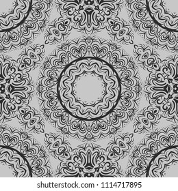 Floral Geometric Pattern with hand-drawing Mandala. Vector super illustration. For fabric, textile, bandana, scarg, colored print