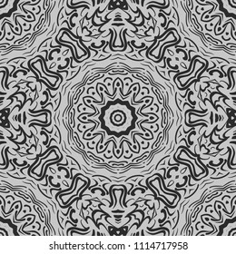 Floral Geometric Pattern with hand-drawing Mandala. Vector super illustration. For fabric, textile, bandana, scarg, colored print