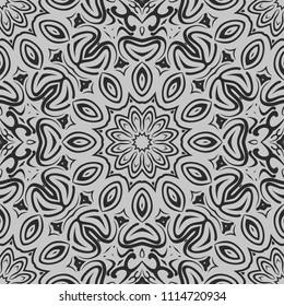 Floral Geometric Pattern with hand-drawing Mandala. Vector super illustration. For fabric, textile, bandana, scarg, colored print