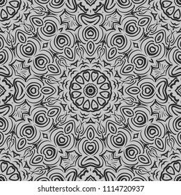 Floral Geometric Pattern with hand-drawing Mandala. Vector super illustration. For fabric, textile, bandana, scarg, colored print