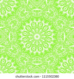 Floral Geometric Pattern with hand-drawing Mandala. Vector super illustration. For fabric, textile, bandana, scarg, ornament print