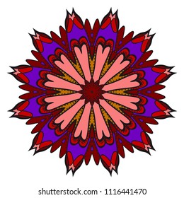 Floral Geometric Pattern with hand-drawing Mandala. Vector super illustration. For fabric, textile, bandana, scarg, print