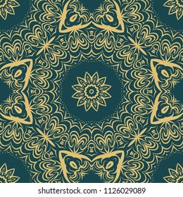 Floral Geometric Pattern with hand-drawing Mandala. Vector super illustration. For fabric, textile, bandana, scarg, ornament print