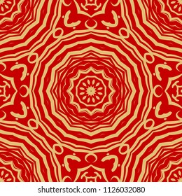 Floral Geometric Pattern with hand-drawing Mandala. Vector super illustration. For fabric, textile, bandana, scarg, ornament print