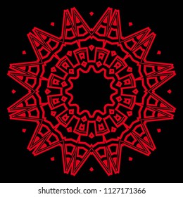 Floral Geometric Pattern with hand-drawing Mandala. Vector super illustration. For fabric, textile, bandana, scarg, print.