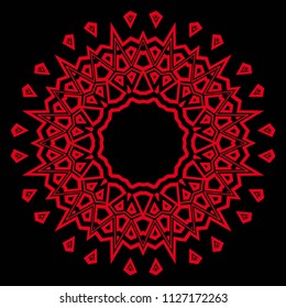 Floral Geometric Pattern with hand-drawing Mandala. Vector super illustration. For fabric, textile, bandana, scarg, colored print