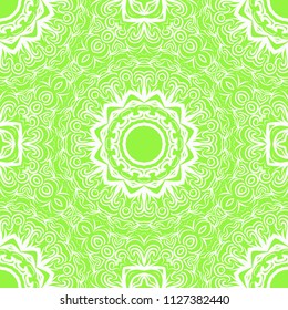 Floral Geometric Pattern with hand-drawing Mandala. Vector super illustration. For fabric, textile, bandana, scarg, transcendental print.