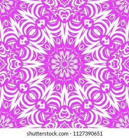 Floral Geometric Pattern with hand-drawing Mandala. Vector super illustration. For fabric, textile, bandana, scarg, transcendental print.