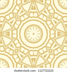 Floral Geometric Pattern with hand-drawing Mandala. Vector super illustration. For fabric, textile, bandana, scarg, transcendental print.