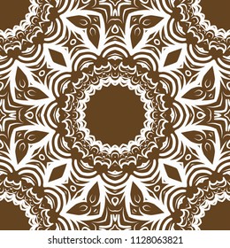 Floral Geometric Pattern with hand-drawing Mandala. Vector super illustration. For fabric, textile, bandana, scarg, colored print