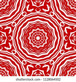 Floral Geometric Pattern with hand-drawing Mandala. Vector super illustration. For fabric, textile, bandana, scarg, transcendental print.
