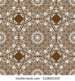Floral Geometric Pattern with hand-drawing Mandala. Vector illustration. For fabric, textile, bandana, scarg, religion print