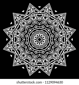 Floral Geometric Pattern with hand-drawing Mandala. Vector super illustration. For fabric, textile, bandana, scarg, colored print
