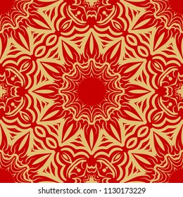 Floral Geometric Pattern with hand-drawing Mandala. Vector super illustration. For fabric, textile, bandana, scarg, colored print