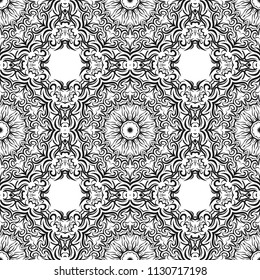 Floral Geometric Pattern with hand-drawing Mandala. Vector illustration. For fabric, textile, bandana, scarg, religion print