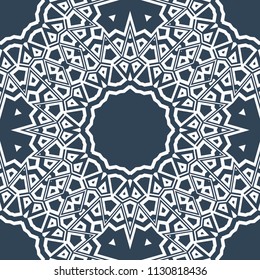 Floral Geometric Pattern with hand-drawing Mandala. Vector super illustration. For fabric, textile, bandana, scarg, transcendental print.