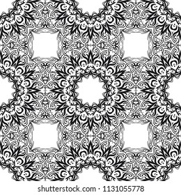 Floral Geometric Pattern with hand-drawing Mandala. Vector illustration. For fabric, textile, bandana, scarg, religion print