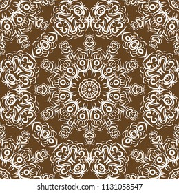 Floral Geometric Pattern with hand-drawing Mandala. Vector super illustration. For fabric, textile, bandana, scarg, ornament print