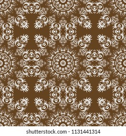 Floral Geometric Pattern with hand-drawing Mandala. Vector illustration. For fabric, textile, bandana, scarg, religion print