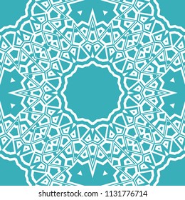 Floral Geometric Pattern with hand-drawing Mandala. Vector super illustration. For fabric, textile, bandana, scarg, transcendental print.