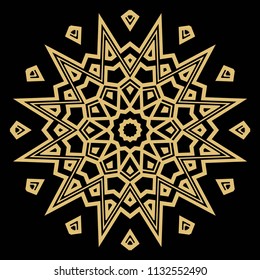 Floral Geometric Pattern with hand-drawing Mandala. Vector super illustration. For fabric, textile, bandana, scarg, colored print