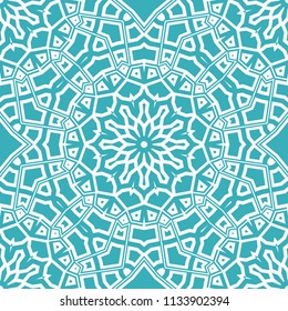 Floral Geometric Pattern with hand-drawing Mandala. Vector super illustration. For fabric, textile, bandana, scarg, transcendental print.