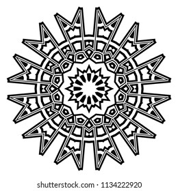 Floral Geometric Pattern with hand-drawing Mandala. Vector super illustration. For fabric, textile, bandana, scarg, print.