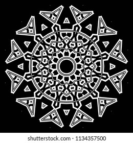 Floral Geometric Pattern with hand-drawing Mandala. Vector super illustration. For fabric, textile, bandana, scarg, print.