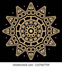 Floral Geometric Pattern with hand-drawing Mandala. Vector super illustration. For fabric, textile, bandana, scarg, print.