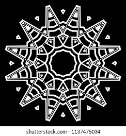 Floral Geometric Pattern with hand-drawing Mandala. Vector super illustration. For fabric, textile, bandana, scarg, colored print
