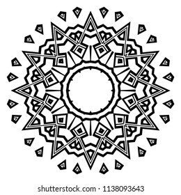 Floral Geometric Pattern with hand-drawing Mandala. Vector super illustration. For fabric, textile, bandana, scarg, print.