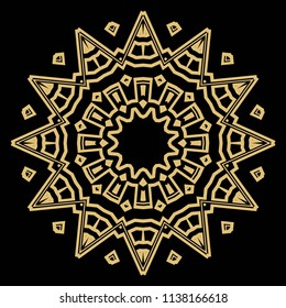 Floral Geometric Pattern with hand-drawing Mandala. Vector super illustration. For fabric, textile, bandana, scarg, print.