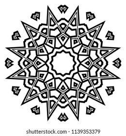 Floral Geometric Pattern with hand-drawing Mandala. Vector super illustration. For fabric, textile, bandana, scarg, print.