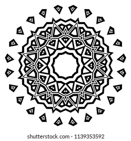 Floral Geometric Pattern with hand-drawing Mandala. Vector super illustration. For fabric, textile, bandana, scarg, colored print